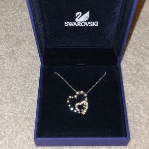 Swarovski Silver Double Heart Necklace